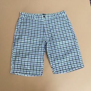 Gap Green and Blue Checkered Flat Front Shorts